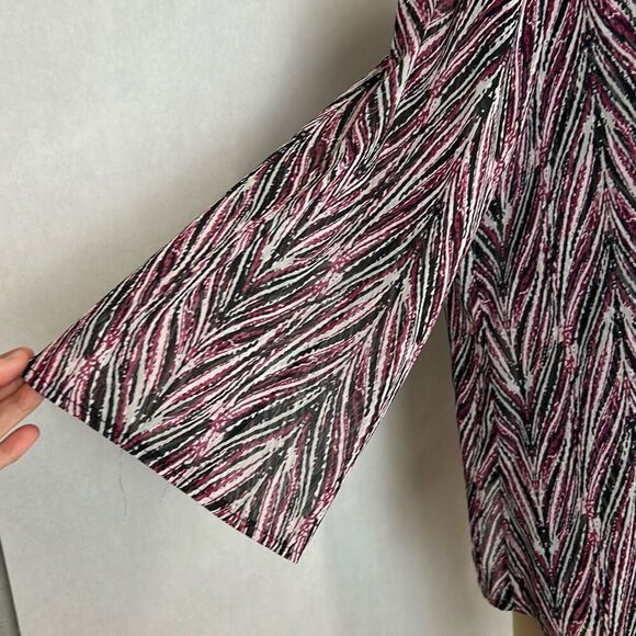 JM Collection Tank + Sheer Kimono Top Shirt Blouse Sz Medium Merlot Black Print - Picture 4 of 8